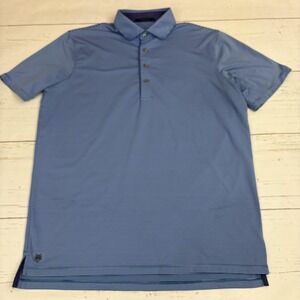 Greyson Polo Shirt Mens L Blue Striped Jersey Collared Logo Short Sleeve